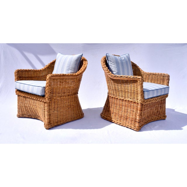 Michael Taylor Michael Taylor Wicker Lounge Chairs For Sale - Image 4 of 8