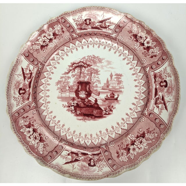 Red Antique Staffordshire Red Transferware Canova Plates by T. Mayer, Set of 6 For Sale - Image 8 of 15