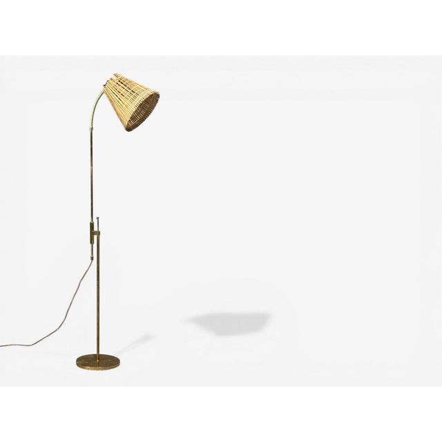 1960s 1960s Falkenbergs Belysning, Adjustable Floor Lamp, Brass, Bamboo, Sweden For Sale - Image 5 of 16