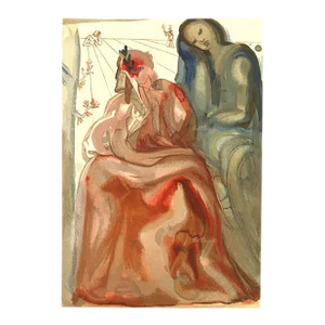 1960s Salvador Dali Woodcut Purgatory 31 Dante Confession