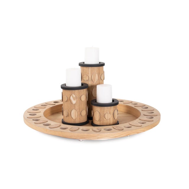 Robin Baron Winfield Wooden Candle Holder- Small For Sale - Image 10 of 11