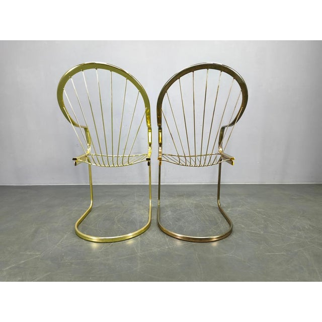 Metal Brass Dining Chairs by Gastone Rinaldi for Rima, Italy, 1970s, Set of 5 For Sale - Image 7 of 18
