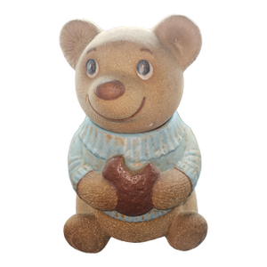 Vintage Teddy Bear Blue Sweater Ceramic Cookie Jar by Merlot Poppytrail