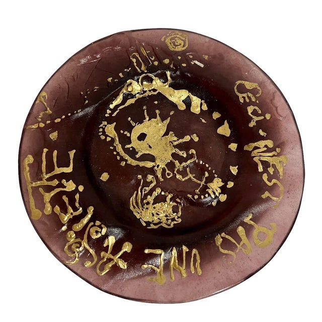 (after) Salvador Dali, Salvador Dali Daum Pate de Verre with Gold, Glass Plate Sculpture Crystal Art, c.1970 For Sale - Image 12 of 18