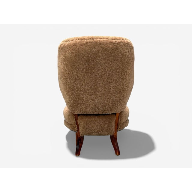 Swedish Modern, Slipper Chair, Brown Sheepskin, Birch, Sweden, 1950s For Sale - Image 10 of 10