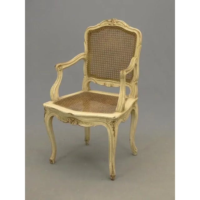 1920s Vintage Louis XV-Style French Caned Arm Chairs - Set of 4 For Sale - Image 12 of 13