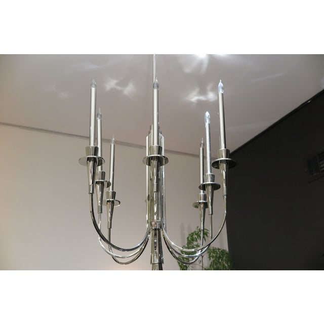 Metal 1960s Polished Nickel Chandelier For Sale - Image 7 of 8