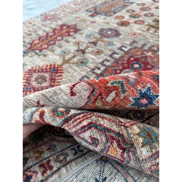 Contemporary Caucasian Tribal Wool Rug With Geometric Motifs – 170x244 Cm For Sale - Image 10 of 18