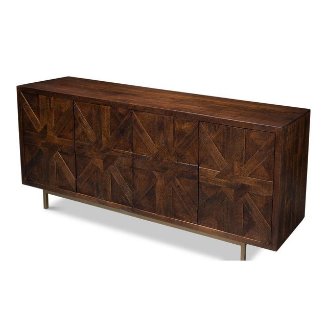 Modern Parquetry Sideboard with Brass Legs For Sale - Image 4 of 11