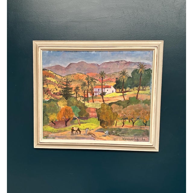 Pierre Van Der Stok, Landscape, 1960, Oil Painting on Canvas, Framed For Sale - Image 10 of 16