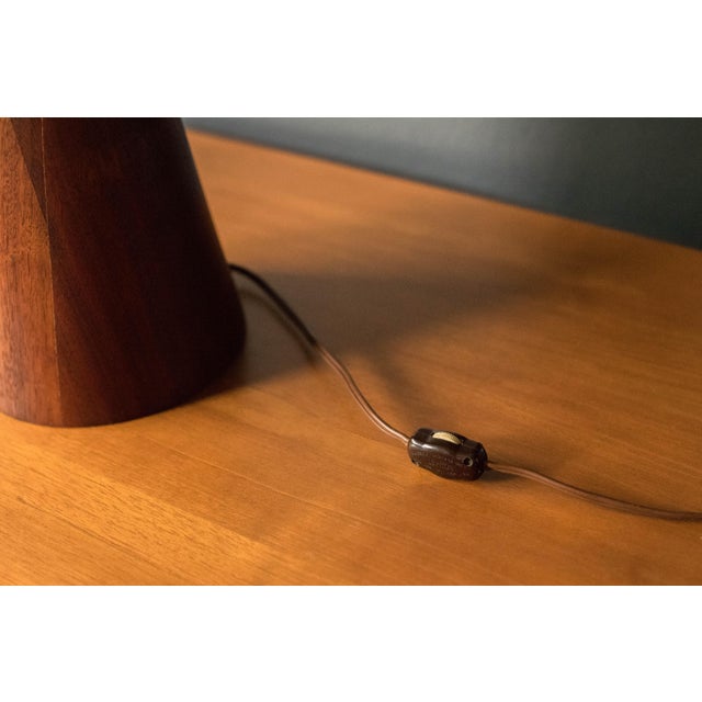 Vintage Sculptural Scandinavian Walnut and Glass Accent Table Lamp For Sale - Image 11 of 15