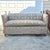 Beige Vintage George Smith Style Silk Damask Knole Sofa 81” Long With Hinged Sides Pineapple Finials Down Cushions For Sale - Image 8 of 17