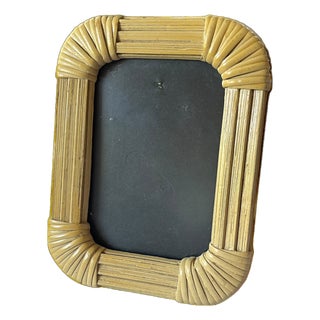 Vintage Bamboo & Wrapped Rattan Picture Frame 3x5 Image After Ralph Lauren Bunny Williams For Sale