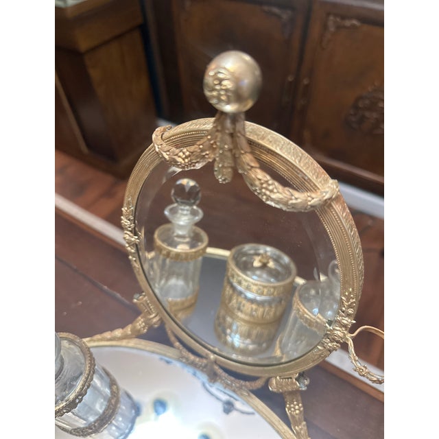 1900 - 1909 German Belle Époque Gilt-Brass & Crystal Vanity Set c.1900 - 4 Pieces For Sale - Image 5 of 5