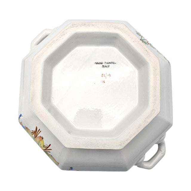 Late 20th Century Italian Hand-Painted Octagonal Floral Soup Tureen Set For Sale - Image 18 of 18