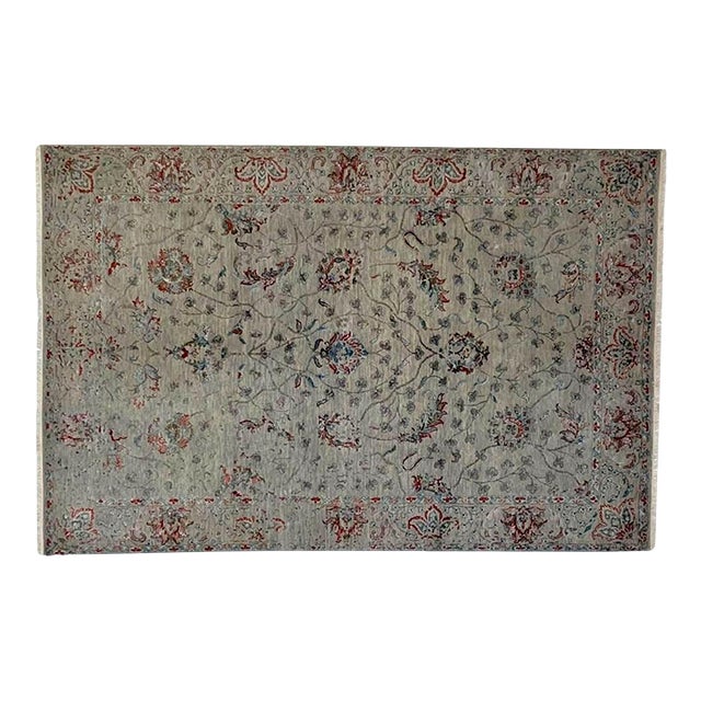 Silk and Wool Agra Rug , 6'2" X 9'3" For Sale