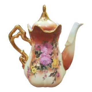 Antique Ornate Louis XIII Style Tea Pot - Gold Trimmed For Sale