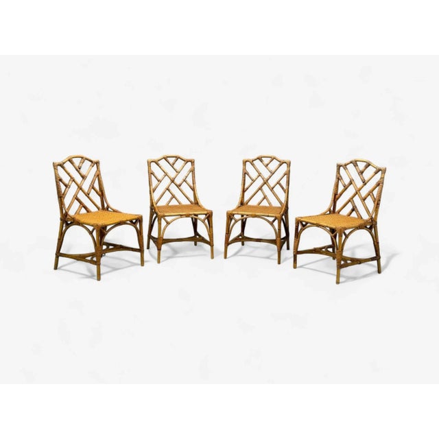 Mid-Century Modern Dal Vera, Italian Modern, Bamboo, Cane, Six Dining Chairs, Italy, 1950s For Sale - Image 3 of 15