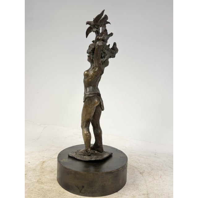 Female Figure with Flocks of Birds, 1920s-1940s, Bronze For Sale - Image 14 of 17
