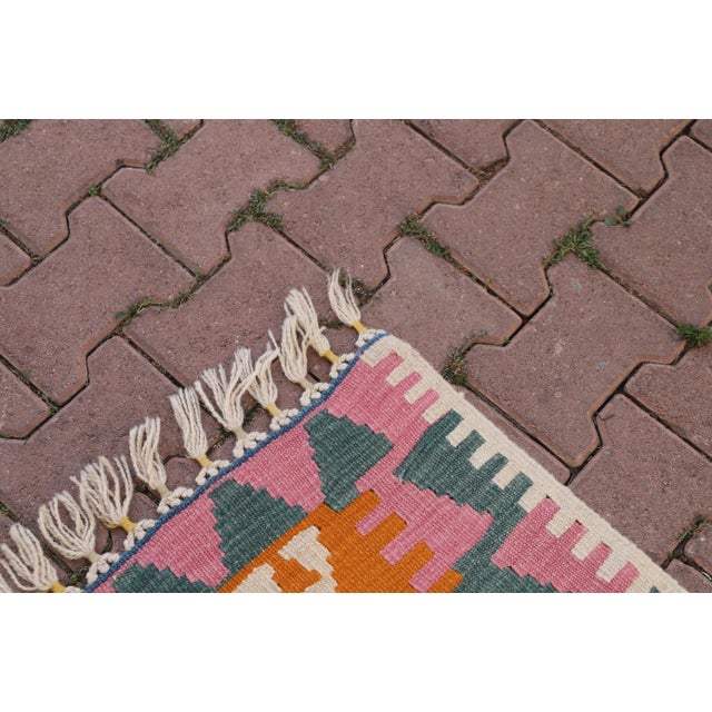 1960s Tribal Orange Hand Knotted Kilim Rug For Sale In Sacramento - Image 6 of 8