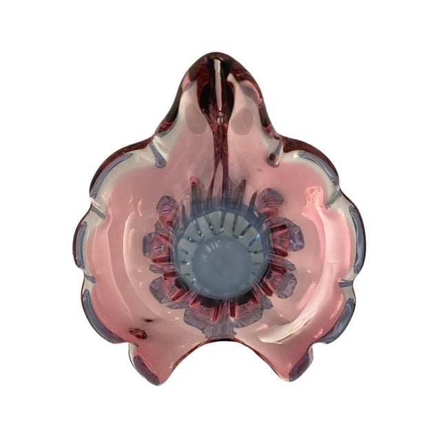 1970s Vintage 1970s Bohemian Czech Double Walled Stretch Glass Vase in Pink/Blue For Sale - Image 5 of 7