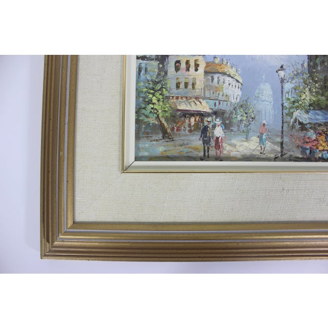 Vintage European City Scene Paris France Oil Painting, Framed, Small Original Art For Sale - Image 4 of 14