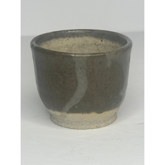 1986 Signed Studio Pottery Cup, Ash Glaze With Cobalt Blue Mark For Sale - Image 4 of 8