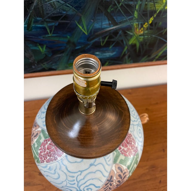 Late 20th Century Vintage Frederick Cooper Chicago Asian Revival Porcelain Ginger Jar Table Lamp For Sale - Image 5 of 12