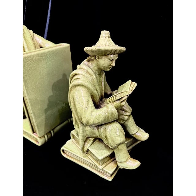 Stone Asian Figurine Bookends From Italy For Sale - Image 7 of 11