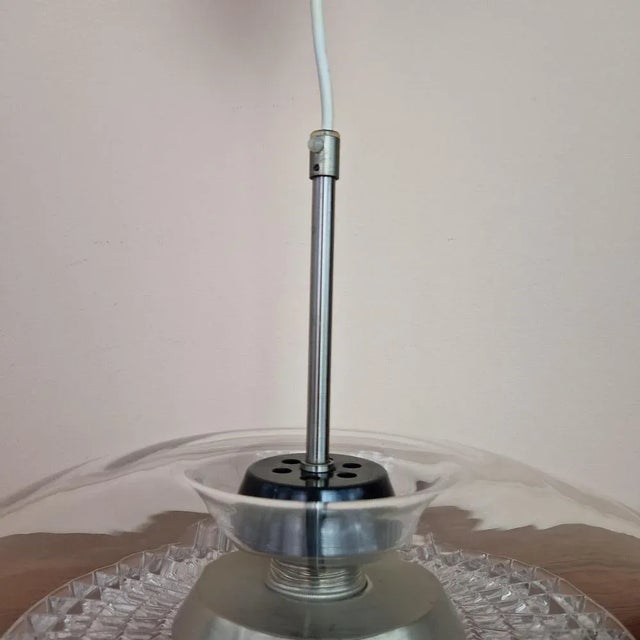 Glass Double Glass Shade Pendant Lamp by Carl Fagerlund for Orrefors, 1960s For Sale - Image 7 of 12