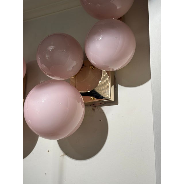 Pair of Murano Pink Cloud Sconces For Sale - Image 4 of 6