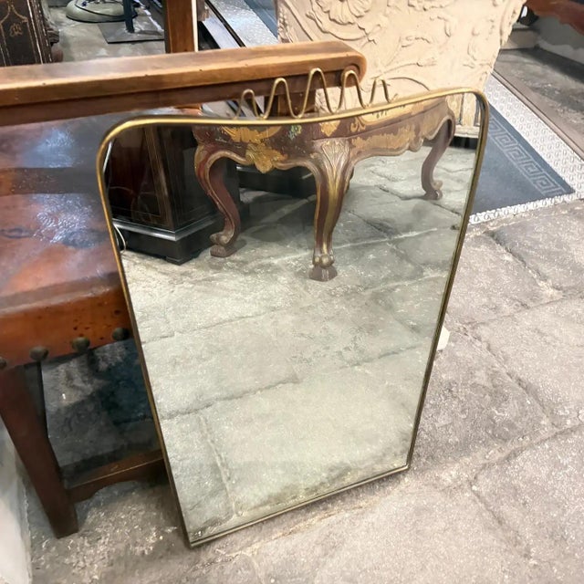 1950s 1950s Gio Ponti Mid-Century Modern Solid Brass Italian Wall Mirror For Sale - Image 5 of 14