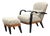 Postmodern Burl Wood Lounge Chair and Ottoman Attributed to Adam Tihany for Pace Collection, C. 1990, Italian For Sale