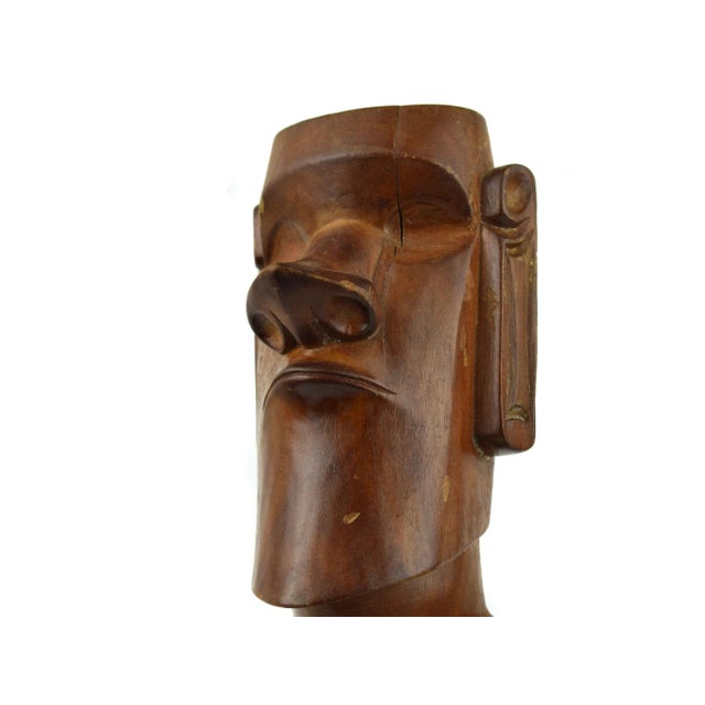 Mid 20th Century Moai Rapa Nui Easter Island Hand Carved Wooden Sculpture For Sale - Image 6 of 10