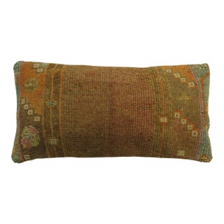 Brown Narrow Vintage Turkish Bolster Size Rug Pillow For Sale
