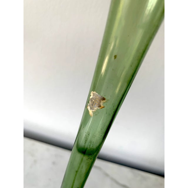 Arthur Percy 1950s Tall Arthur Percy for Gullaskruf Sweden Smokey Green Glass Vase For Sale - Image 4 of 9