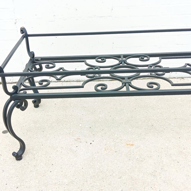 Vintage 19th Century French Wrought Iron Indoor/Outdoor Coffee Table With 1" Thick Table Top Glass For Sale - Image 16 of 18