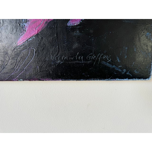 Wood 1984 Alessandra Gieffers " Lilies " Impressionist Acrylic Encaustic on Canvas Painting For Sale - Image 7 of 11