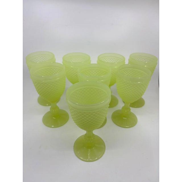 Mid 20th Century Neon Yellow Uranium Glass Hobnail Goblets - A Set of 6 For Sale - Image 5 of 12