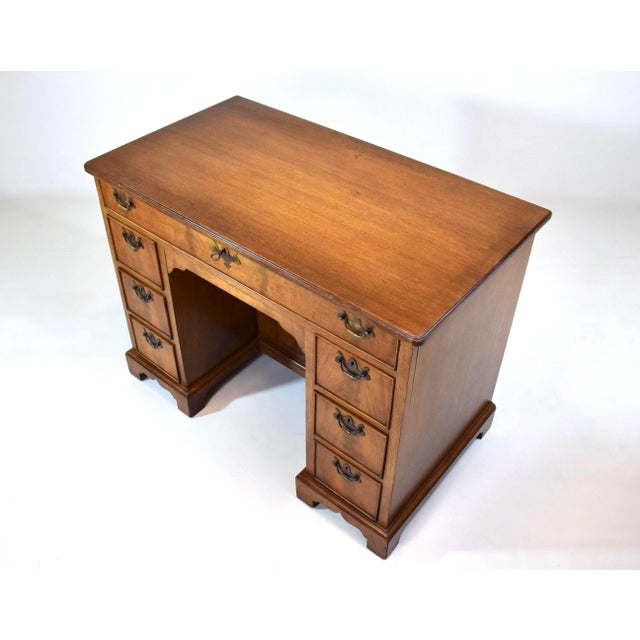 Charak Furniture Company Georgian Style Mahogany Kneehole Desk by Charak Furniture Co, 1930's For Sale - Image 4 of 13