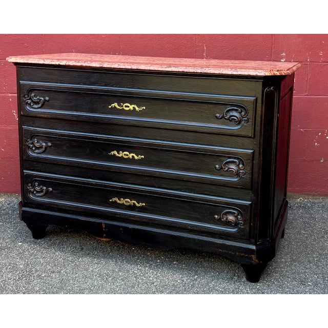 French Ebonized Chest of Drawers With Marble Top For Sale - Image 13 of 13
