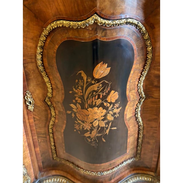Antique Victorian Burr Walnut Marquetry Serpentine Credenza, 1850 For Sale - Image 16 of 18