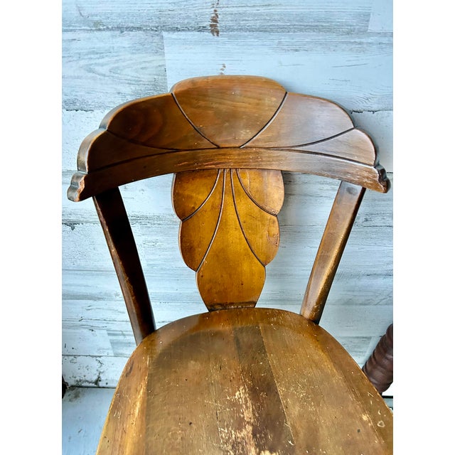 Antique Oak Wood Kitchen Table With Chairs For Sale - Image 4 of 9