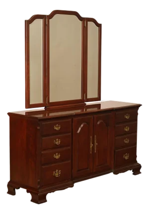 Pennsylvania House Chippendale Style Cherry Long Dresser with Mirror