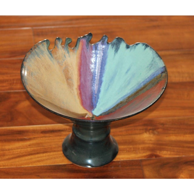 Abstract Beautiful Rachel Norris Hand Thrown Studio Pottery Centerpiece Bowl For Sale - Image 3 of 6