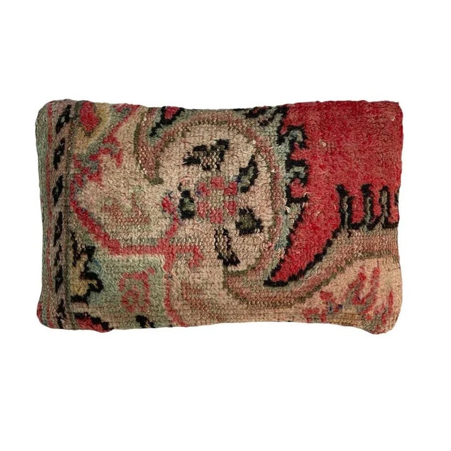 Vintage Handmade Rug Cushion Cover For Sale - Image 6 of 11