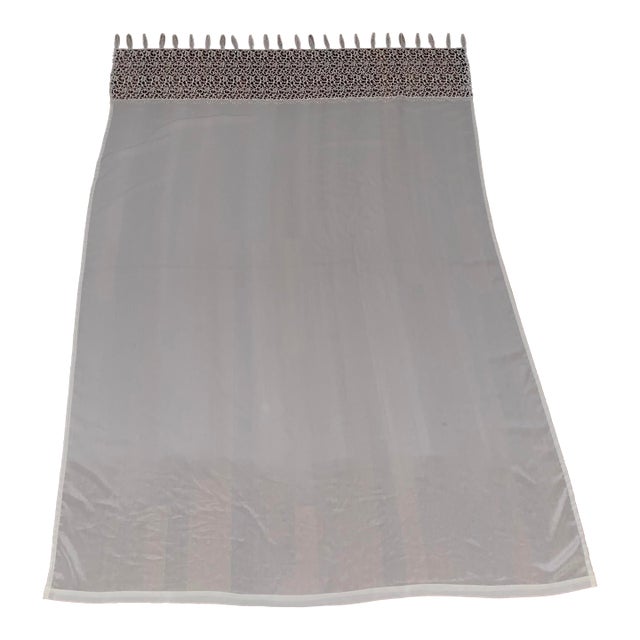 Vintage 1950s European Embroidered Lace Chiffon Curtain Panels Set of Six For Sale