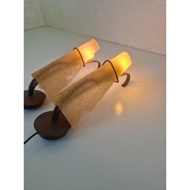 Glass Wall Sconces in Glass and Metal, 1980s, Set of 2 For Sale - Image 7 of 11