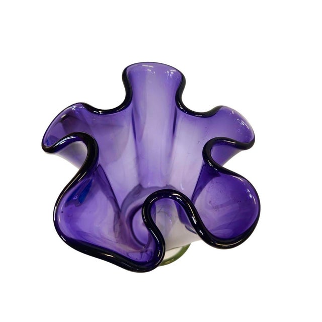Glass Vintage Art Deco Amethyst Crystal Vase For Sale - Image 7 of 9