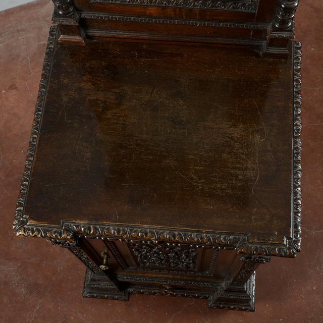 Carved Walnut Bedside Table with Foldaway Kneeler from Giuseppe Sellerio Milano, Late 19th Century For Sale - Image 17 of 18